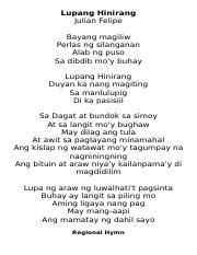 tagbilaran hymn lyrics pdf|Philippine Regional Anthems .